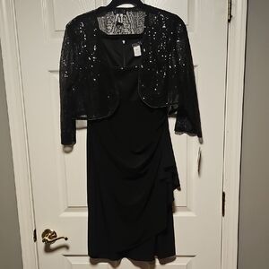 Atelier Danielle Black Sequin Jacket and Dress Set
